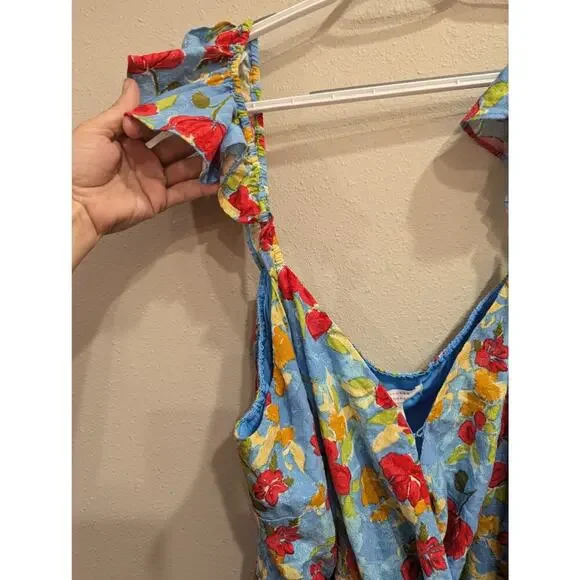 Pretty blue w/red & yellow flowered sundress by Lauren Conrad size 2X - Picture 3 of 7